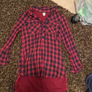 plaid long flannel tee/short dress